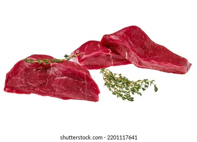 Raw Boneless Strip Steak Isolated On White Background