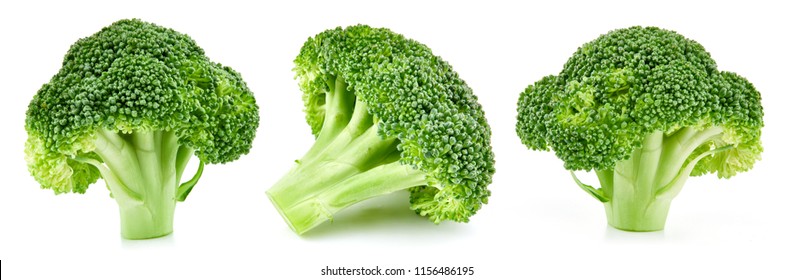 raw broccoli collection isolated on white background - Shutterstock ID 1156486195
