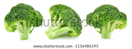 raw broccoli collection isolated on white background