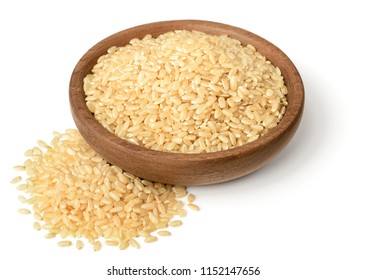 Raw Brown Rice Isolated On The White Background