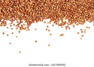 Raw Buckwheat Isolated On White.
