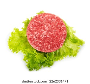 Raw burger, minced meat isolated on white background - Shutterstock ID 2262331471