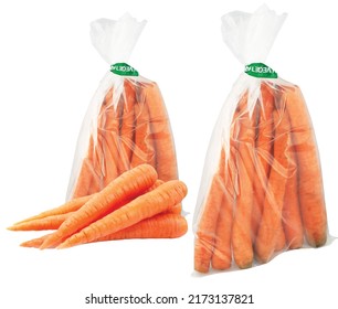 Raw Carrot pack isolated on white background object, design fresh food vegetable, agriculture, organic, nature healthy