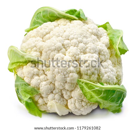 Raw cauliflower, whole vegetable. Fresh cauliflower, isolated on white background.