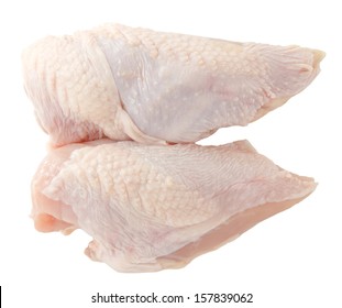 Raw Chicken Breast With Skin Isolated On White