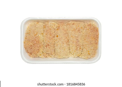 Raw Chicken Cutlets In Breadcrumbs.Background Chicken Cutlets.