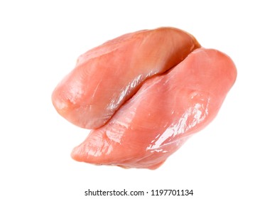 Raw chicken fillet isolated on white background. Chicken fillet isolate. Raw chicken meat.