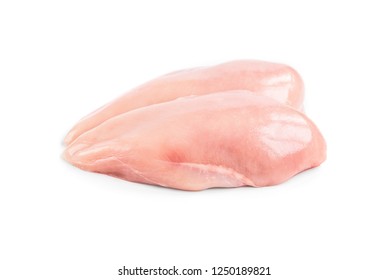 Raw chicken fillet isolated on white background. - Shutterstock ID 1250189821