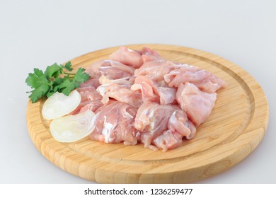 Raw Chicken Goulash On White Background