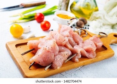 Raw Chicken Kebab, Chicken Kebab On Board