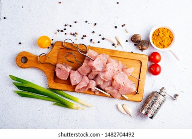 Raw Chicken Kebab, Chicken Kebab On Board