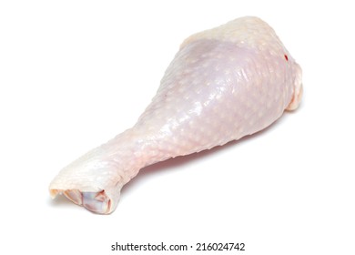 Raw chicken leg closeup