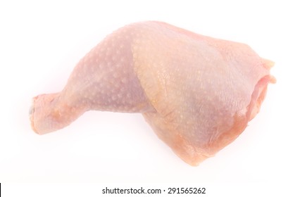 Raw Chicken Leg Isolated On White Background