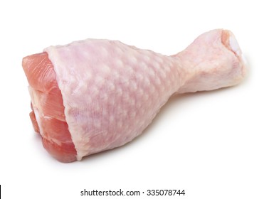 Raw Chicken Leg Isolated On A White Background