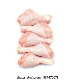 Raw Chicken Legs On White Background