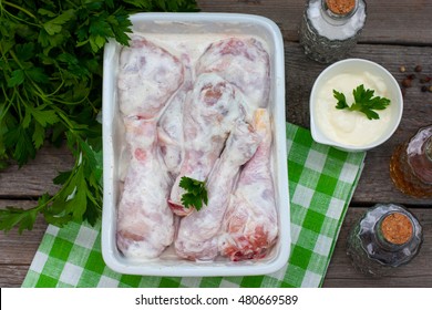 Raw Chicken Marinated In Yogurt