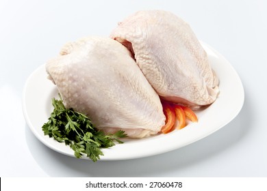 Raw Chicken Meat Cut Known As Chicken Breast Without Back