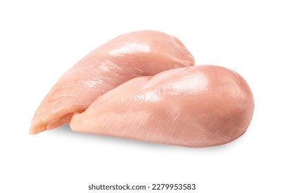Carne de pollo cruda aislada de fondo blanco. Un trozo de filete de pollo fresco. Proteína de carne de alimento.
