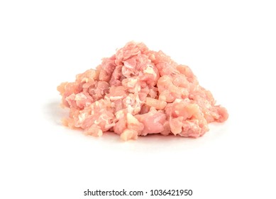 Raw Chicken Mince Isolated On White Background.