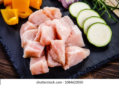 Raw Chicken Strips With Vegetables 