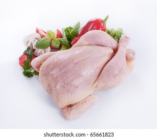 Raw Chicken And Vegetables
