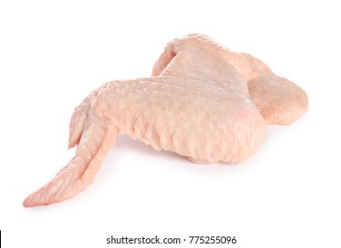 Raw Chicken Wing On White Background