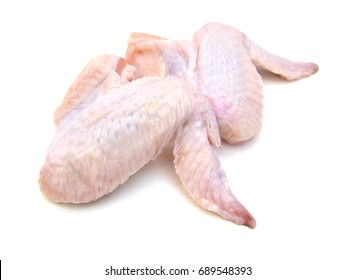 Raw Chicken Wings On A White Background