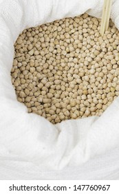 Raw Chickpeas In Market Feed Bag, Food