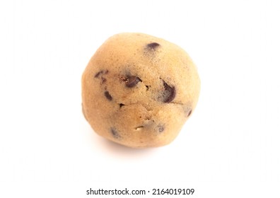 Raw Chocolate Chip Cookie Dough On A White Background