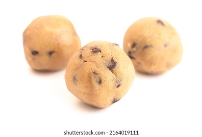 Raw Chocolate Chip Cookie Dough On A White Background