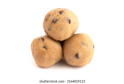 Raw Chocolate Chip Cookie Dough On A White Background