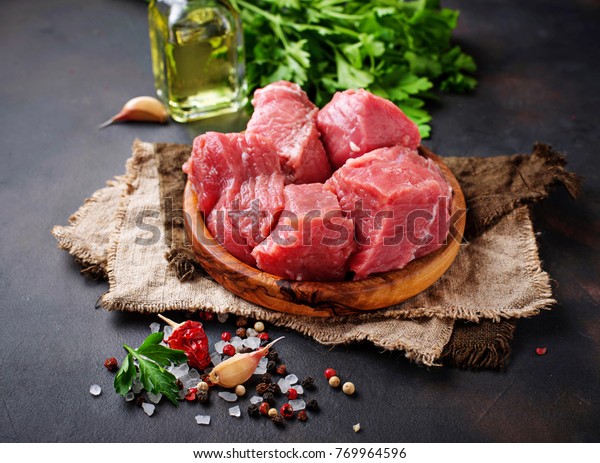 Raw Chopped Meat Spices On Rusty Stock Photo (edit Now) 769964596