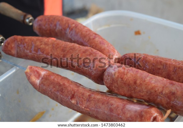 Raw Chorizo Sausages Close Preparing Cook Stock Photo Edit Now 1473803462