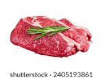 Raw Chuck eye roll Black Angus prime beef steak Isolated on white background, top view