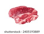 Raw Chuck eye roll Black Angus prime beef steak Isolated on white background, top view