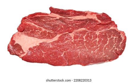 Raw Chuck eye roll  on white background , uncooked chuck steak with clipping path. 