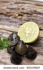 Raw clams.