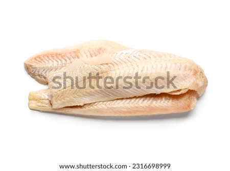Raw codfish fillet isolated on white background