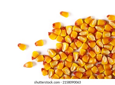 Raw Corn Kernels Isolated On White, Top View