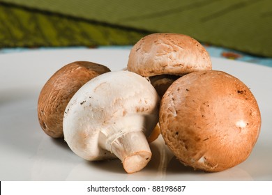 Raw Cremini And Button Mushrooms