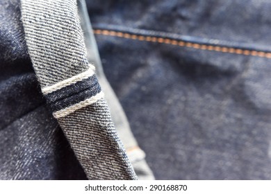 Raw Denim Jeans Red Selvedge Texture, Japan Raw Denim Jeans.