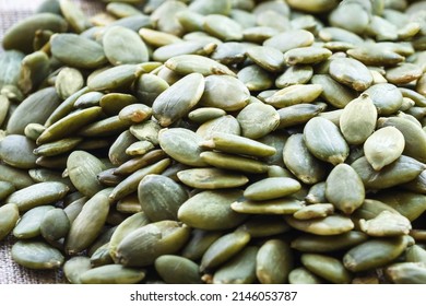 Raw Dried Pumpkin Seeds Macro Photography, Food Background