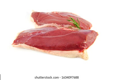 Raw Duck Breast Isolated On White Background