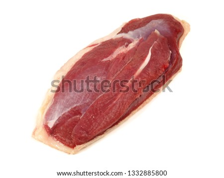 Raw Duck Breast on white Background