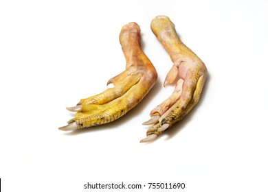 Raw Duck Feet Isolated On White Background