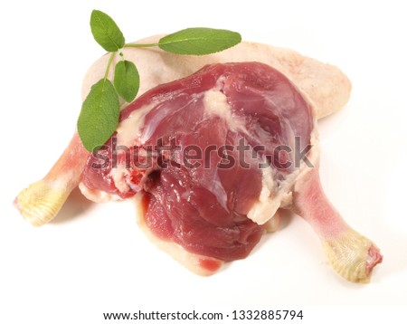 Raw Duck Legs isolated on white Background