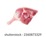 Raw Duck Legs on Wood Board, Uncooked Poultry Meat Mockup, Fresh Duck Quarter on Wooden Background with Copy Space, Clipping Path