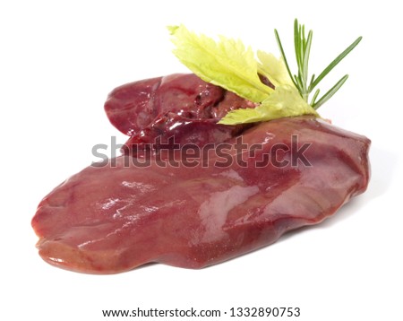Raw Duck Liver isolated on white Background