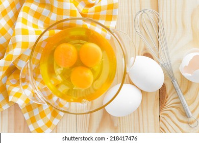 Raw Eggs And Whisk