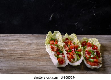 Raw Endive With Sauce On Wood